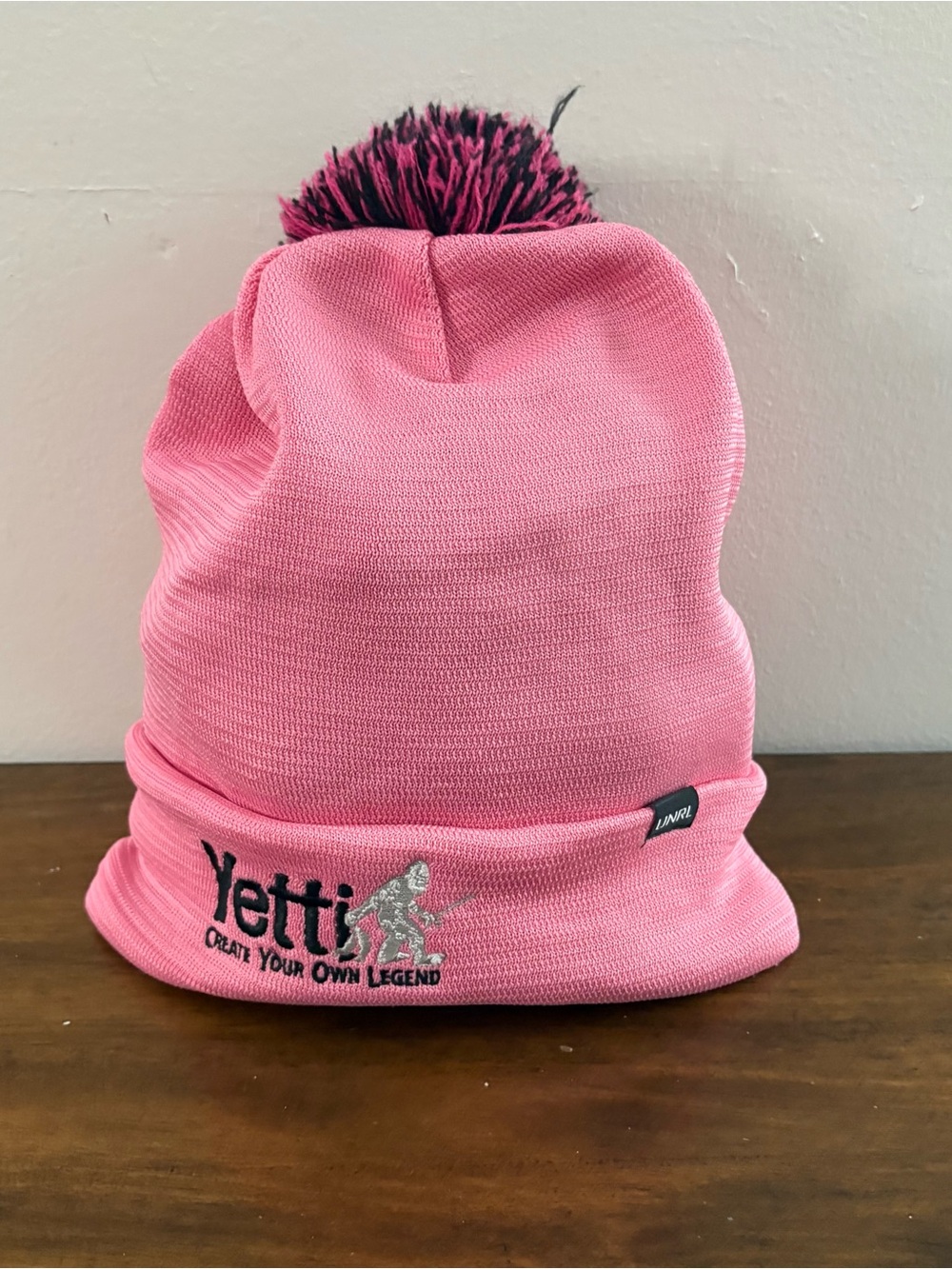 UNRL Pink Beanie Hat With Pom Yetti Pretty Pink Winter Adult Sporty Warm